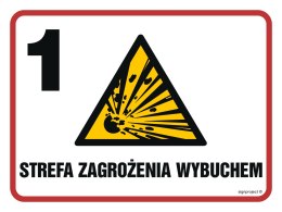 Znak NB009 Strefa zagrożenia wybuchem 1, 300x225 mm, FN - Folia samoprzylepna