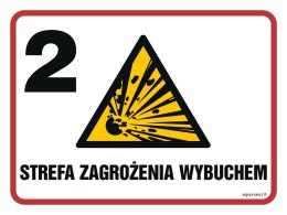 Znak NB010 Strefa zagrożenia wybuchem 2, 300x225 mm, FN - Folia samoprzylepna