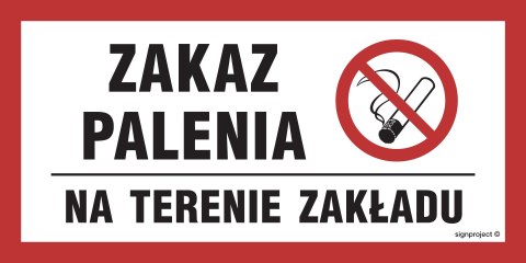 Znak NC009 Zakaz palenia na terenie obiektu, 400x200 mm, PN - Płyta 1 mm