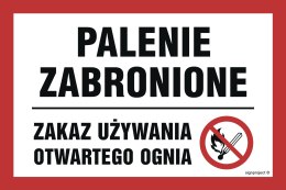 Znak NC010 Palenie zabronione - zakaz używania otwartego ognia, 450x300 mm, PN - Płyta 1 mm