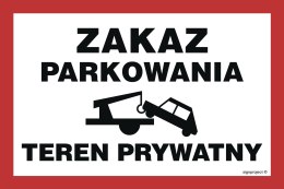 Znak ND062 Zakaz parkowania teren prywatny, 800x532 mm, PN - Płyta 1 mm