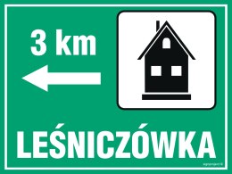 Znak OC001 Lesniczówka - odległość, 400x300 mm, PN - Płyta 1 mm