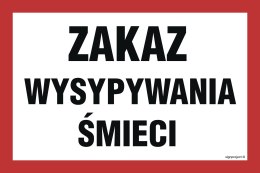 Znak OD020 Zakaz wysypywania śmieci, 300x200 mm, PN - Płyta 1 mm