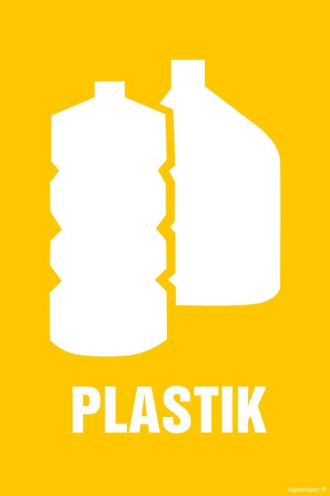 Znak OD102 Etykiety na pojemniki na odpady Plastik, 250x375 mm, FN - Folia samoprzylepna