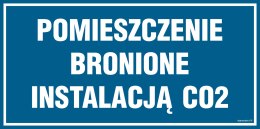 Znak PA558 Pomieszczenie bronione instalacją CO2 - opakowanie 10 sztuk, 100x50 mm, PN - Płyta 1 mm