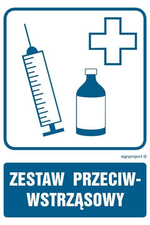 Znak RF022 Zastaw przeciwwstrząsowy, 100x150 mm, FN - Folia samoprzylepna