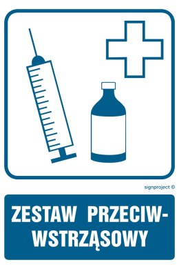 Znak RF022 Zastaw przeciwwstrząsowy, 250x375 mm, PN - Płyta 1 mm