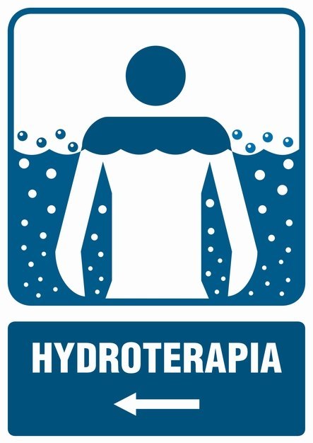 Znak RF027 Hydroterapia /kierunek w lewo/, 500x750 mm, PN - Płyta 1 mm