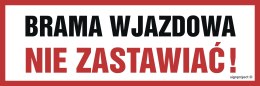 Znak SA023 Brama wjazdowa, 300x100 mm, PN - Płyta 1 mm