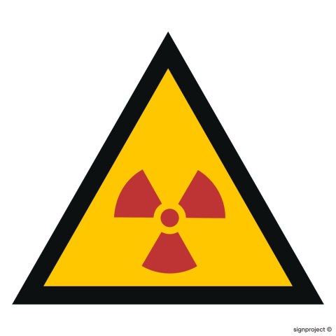 Znak JA005 Ostrzeżenie przed substancjami promieniotwórczymi, 500x500 mm, PN - Płyta 1 mm