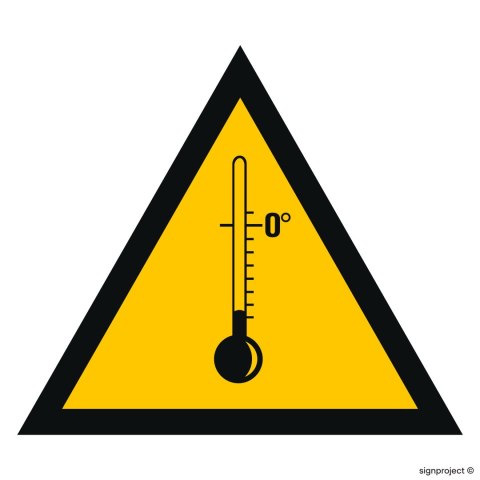 Znak JA008 Ostrzeżenie przed niskimi temperaturami, 100x100 mm, FN - Folia samoprzylepna