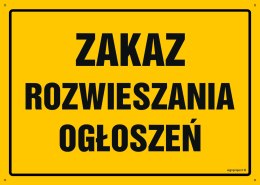 Naklejka OA096 Zakaz rozwieszania ogłoszeń, 300x215 mm, FN - Folia samoprzylepna